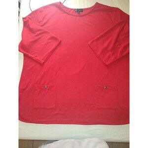 N Touch Dynasty 3/4 Sleeve Novelty Knit  Size Red Size 2X
